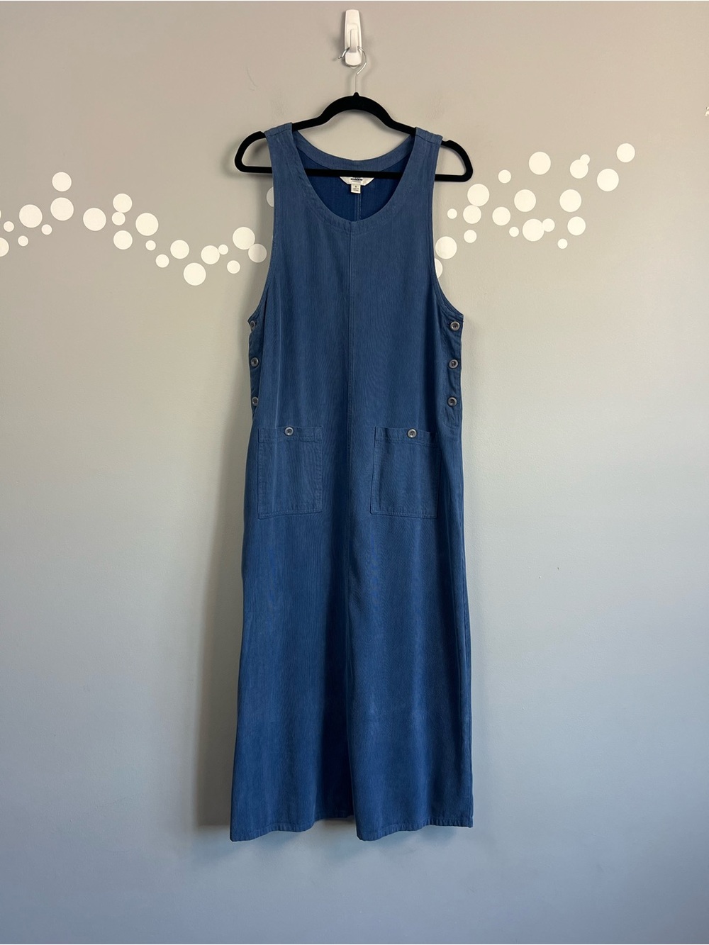 AKS Amy K Su Tencel Denim Jumper Maxi Dress Pockets Blue S